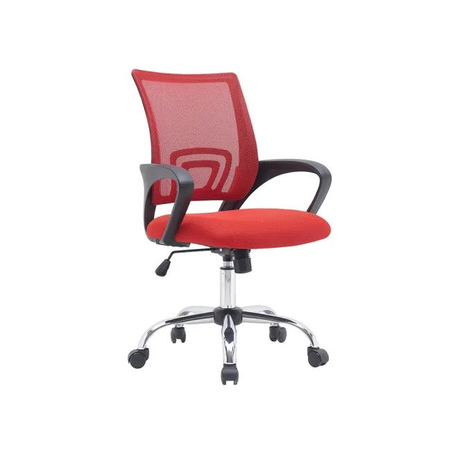 SILLA Q-CONNECT OFICINA SIENA MALLA BASE METALICA ALT MAX 1000 ANC 560 PROF 570 RUEDAS PREMIUM COLOR NEGRO ROJO