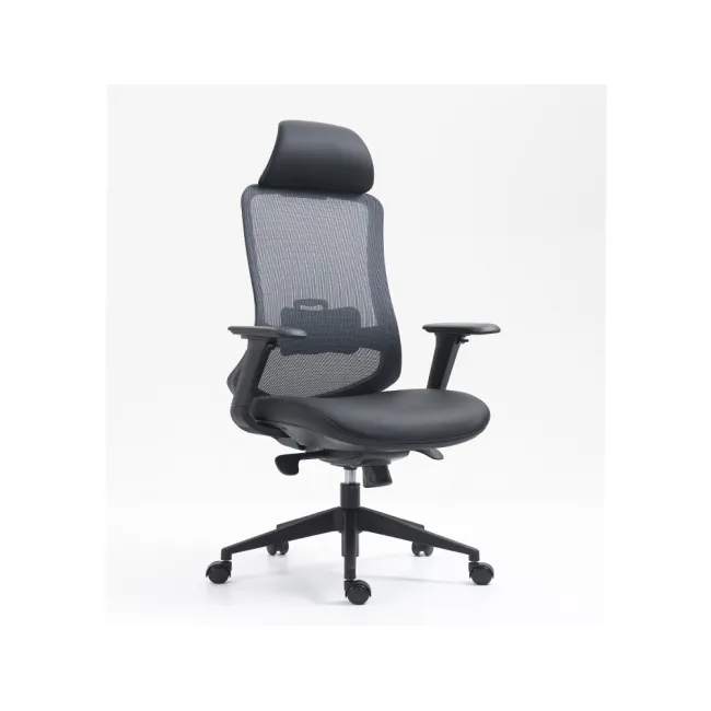 SILLA ROCADA DIRECCION PREMIUM 24 HORAS CON BRAZOS AJUSTABLES RESPALDO DE MALLA Y ASIENTO EN TELA NEGRO