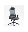 SILLA ROCADA DIRECCION PREMIUM 24 HORAS CON BRAZOS AJUSTABLES RESPALDO DE MALLA Y ASIENTO EN TELA NEGRO