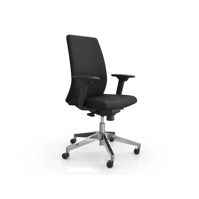 SILLA ROCADA DIRECCION BRAZOS REGULABLES BASE ALUMINIO RESPALDO Y ASIENTO TELA IGNIFUGA NEGRO 680X630X990 MM