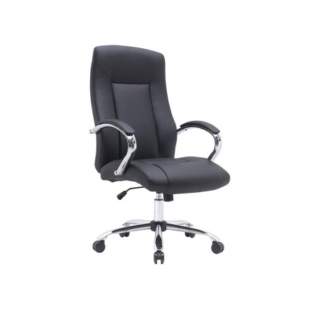 SILLA Q-CONNECT DIRECCION VERO NA SIMIL PIEL BASE METALICA ALT MAX 1210 ANC 650 PROF 730 MM RUEDAS PREMIUM COLOR NEGRO