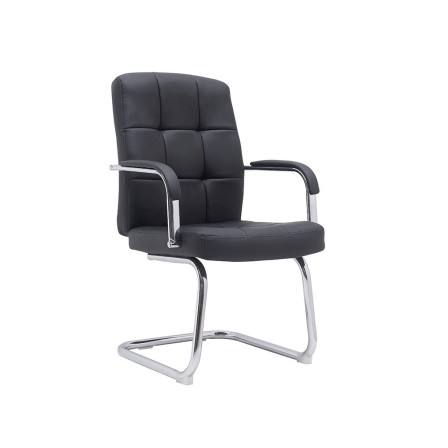 SILLA Q-CONNECT ESCRITORIO PIA VE SIMIL PIEL BASE METALICA ALT MAX 1050 ANC 610 PROF 680 COLOR NEGRO