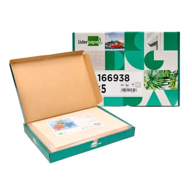 CARTULINA LIDERPAPEL A4 180G/M2 CREMA PAQUETE DE 25+5 HOJAS
