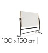 PIZARRA BLANCA ROCADA LACADA MAGNETICA MARCO ALUMINIO DOBLECARA VOLTEABLE CURVE CON RUEDAS 100X150 CM
