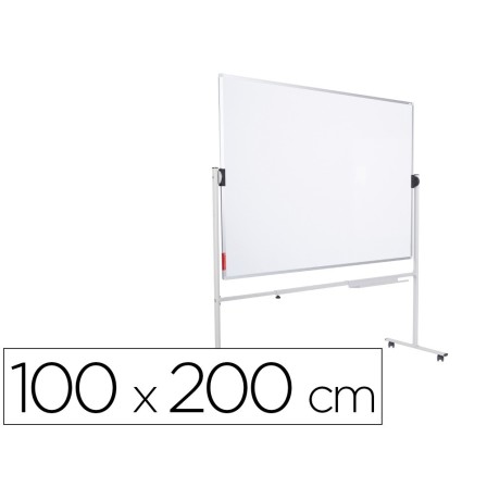 PIZARRA BLANCA ROCADA ACERO LACADO MAGNETICO MARCO ALUMINIO DOBLE CARA VOLTEABLE 120X200 CM
