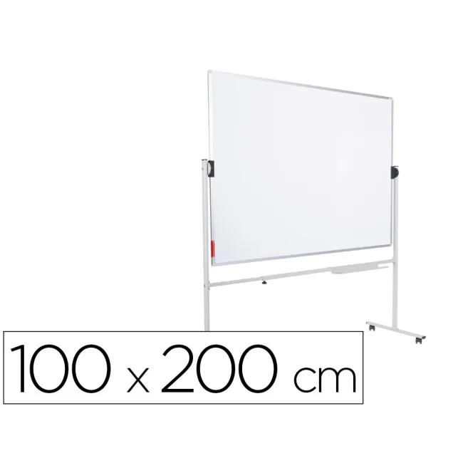PIZARRA BLANCA ROCADA ACERO LACADO MAGNETICO MARCO ALUMINIO DOBLE CARA VOLTEABLE 120X200 CM