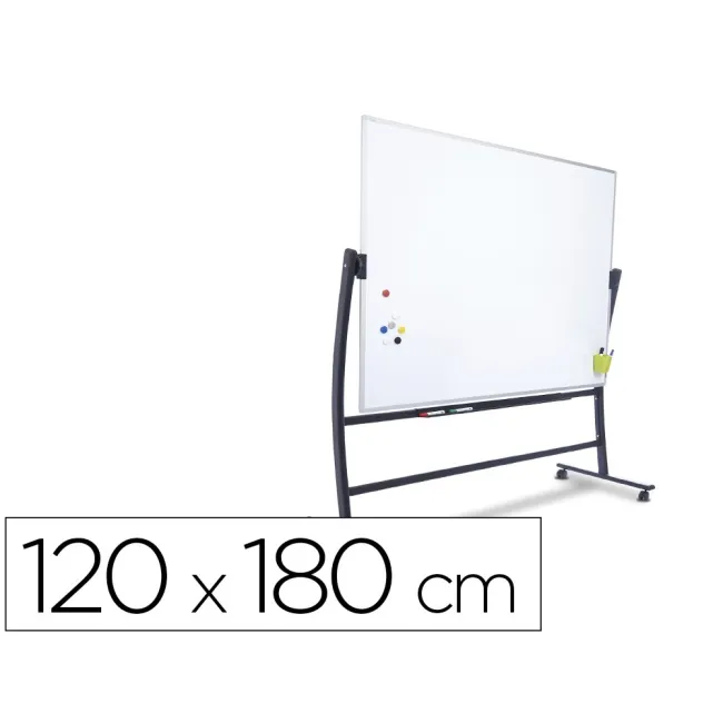 PIZARRA BLANCA ROCADA ACERO LACADO MAGNETICO MARCO ALUMINIO DOBLE CARA VOLTEABLE CURVE 120X180 CM