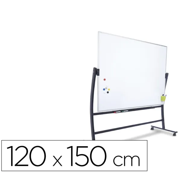 PIZARRA BLANCA ROCADA ACERO VITRIFICADO MAGNETICO MARCO ALUMINIO DOBLE CARA VOLTEABLE CURVE 120X150 CM