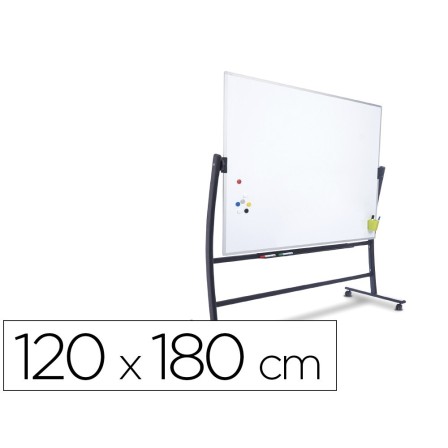 PIZARRA BLANCA ROCADA ACERO VITRIFICADO MAGNETICO MARCO ALUMINIO DOBLE CARA VOLTEABLE CURVE 120X180 CM