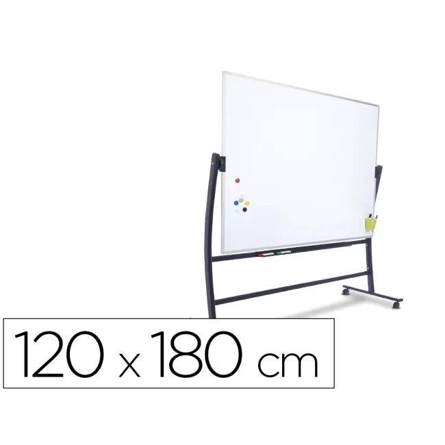 PIZARRA BLANCA ROCADA ACERO VITRIFICADO MAGNETICO MARCO ALUMINIO DOBLE CARA VOLTEABLE CURVE 120X180 CM