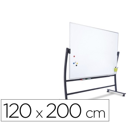PIZARRA BLANCA ROCADA ACERO VITRIFICADO MAGNETICO MARCO ALUMINIO DOBLE CARA VOLTEABLE CURVE 120X200 CM