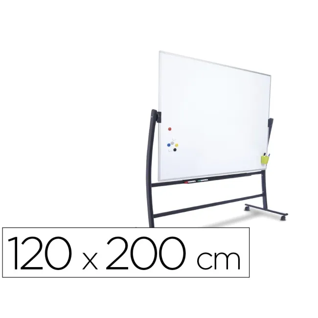 PIZARRA BLANCA ROCADA ACERO VITRIFICADO MAGNETICO MARCO ALUMINIO DOBLE CARA VOLTEABLE CURVE 120X200 CM