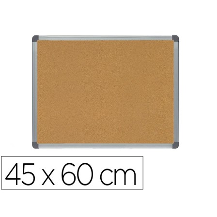 PIZARRA CORCHO ROCADA MARCO ALUMINIO CON CANTONERAS 45X60 CM