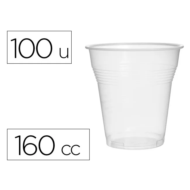 VASO DE PLASTICO TRANSPARENTE 160 CC PAQUETE DE 100 UNIDADES