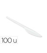 CUCHILLO DE PLASTICO BLANCO REUTILIZABLE PAQUETE DE 100 UNIDADES