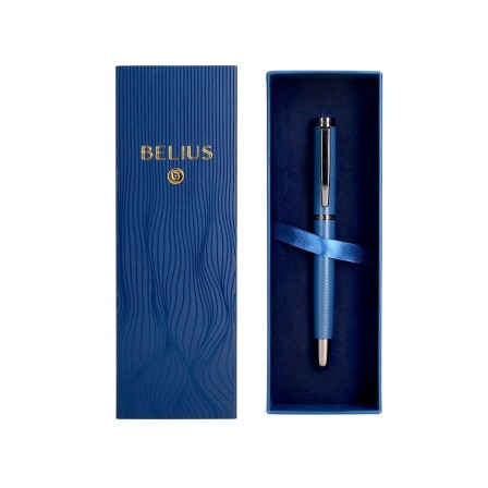 BOLIGRAFO BELIUS NEPTUNO ALUMINIO TEXTURA WAVY COLOR AZUL MARINO TI...