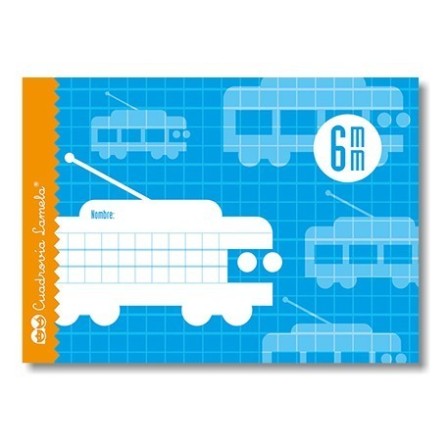 Libreta grapa cuarto apaisada 16 hojas. Cubierta cartoncillo plastificado. Cuadrovía 6mm.
