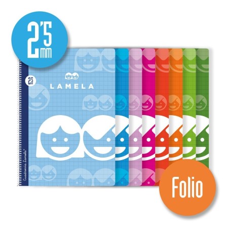 Cuaderno espiral Folio 80 hojas. Cubierta cartoncillo plastificado. Cuadrovía 2