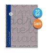 Cuaderno espiral cuarto 80 hojas. Cubierta extra dura GRIS . Cuadrovía 2
