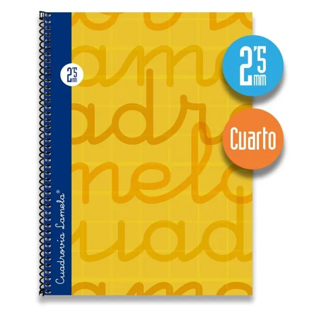 Cuaderno espiral cuarto 80 hojas. Cubierta extra dura NARANJA . Cuadrovía 2