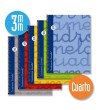 Cuaderno espiral cuarto 80 hojas. Cubierta extra dura AZUL. Cuadrovía 3mm.