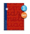 Cuaderno espiral cuarto 80 hojas. Cubierta extra dura ROJO. Cuadrovía 3mm.