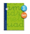 Cuaderno espiral cuarto 80 hojas. Cubierta extra dura VERDE. Cuadrovía 3mm.