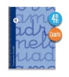 Cuaderno espiral cuarto 80 hojas. Cubierta extra dura AZUL. Cuadrovía 4mm.