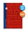 Cuaderno espiral cuarto 80 hojas. Cubierta extra dura ROJO. Cuadrovía 2