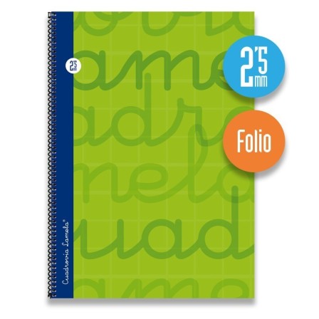Cuaderno espiral FOLIO 80 hojas. Cubierta extra dura VERDE  Cuadrovía 2