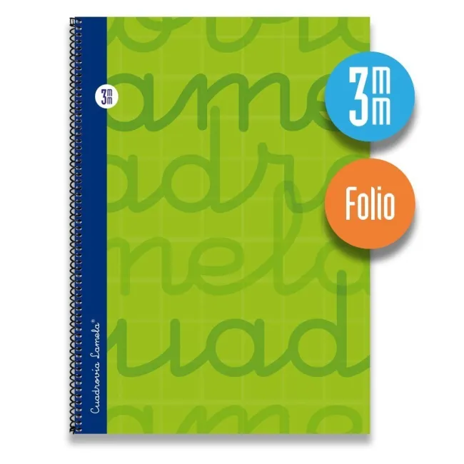 Cuaderno espiral FOLIO 80 hojas. Cubierta extra dura VERDE.  Cuadrovía 3mm.