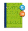Cuaderno espiral FOLIO 80 hojas. Cubierta extra dura VERDE.  Cuadrovía 4mm.