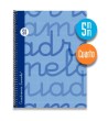Cuaderno espiral cuarto 80 hojas. Cubierta extra dura AZUL. Cuadrovía 5mm.