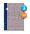 Cuaderno espiral cuarto 80 hojas. Cubierta extra dura GRIS.  Cuadrovía 5mm.