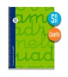 Cuaderno espiral cuarto 80 hojas. Cubierta extra dura VERDE.  Cuadrovía 5mm.