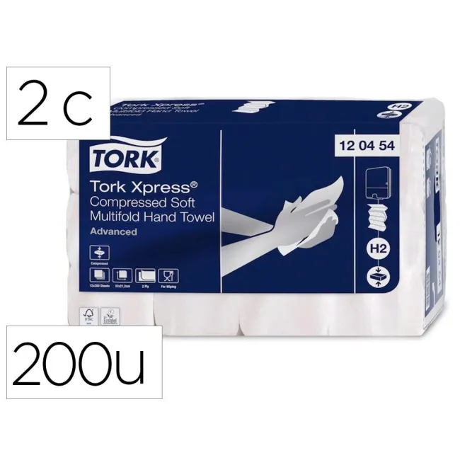TOALLA DE PAPEL ENGARZADA 2 CAPAS TORK 21X33 CM PAQUETE DE 136 UNIDADES PARA DISPENSADOR H2