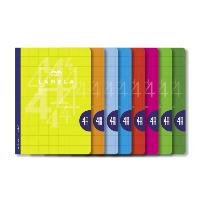 Libreta grapa A4 50 hojas. Cubierta cartoncillo plastificado. Cuadrovía 4mm.