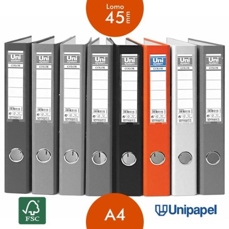 ARCHIVADOR PALANCA UNISYSTEM - A4 - COLOR NARANJA - LOMO 45MM