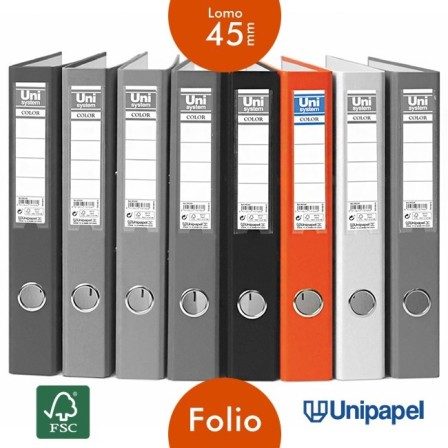 ARCHIVADOR PALANCA UNISYSTEM - FOLIO - COLOR NARANJA - LOMO 45MM