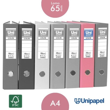 ARCHIVADOR PALANCA UNISYSTEM - A4 - COLOR ROSA - LOMO 65MM