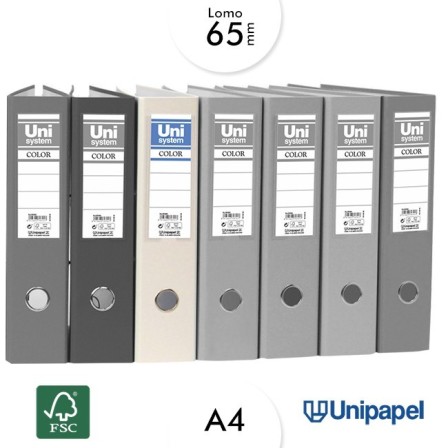 ARCHIVADOR PALANCA UNISYSTEM - A4 - COLOR BLANCO - LOMO 65MM