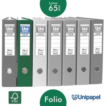 ARCHIVADOR PALANCA UNISYSTEM - FOLIO - COLOR VERDE - LOMO 65MM