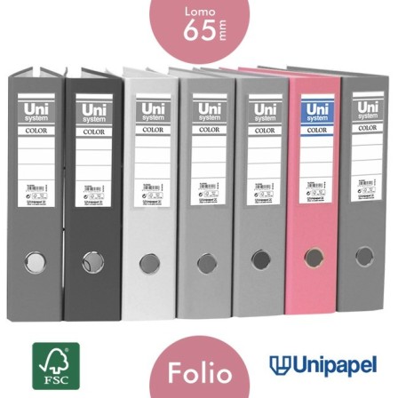 ARCHIVADOR PALANCA UNISYSTEM - FOLIO - COLOR ROSA - LOMO 65MM