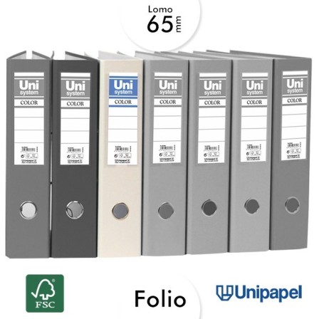ARCHIVADOR PALANCA UNISYSTEM - FOLIO - COLOR BLANCO - LOMO 65MM