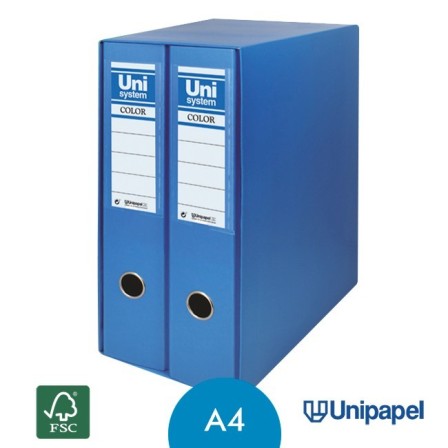 BOXES DOS ARCHIVADORES DE PALANCA UNISYSTEM COLOR AZUL - A4 - COLOR AZUL