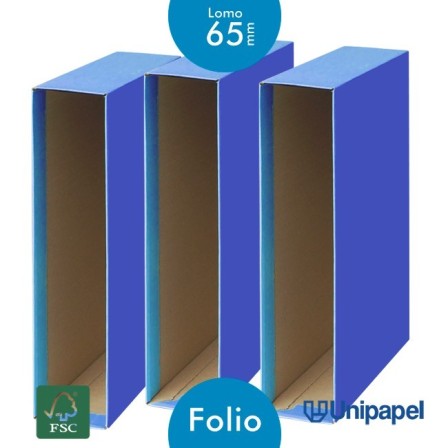 CAJAS ARCHIVADORES UNISYSTEM COLOR 65MM. AZUL - FOLIO - COLOR AZUL