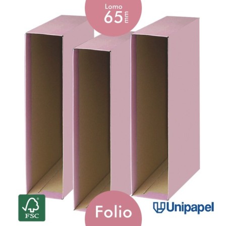 CAJAS ARCHIVADORES UNISYSTEM COLOR 65MM. ROSA - FOLIO - COLOR ROSA