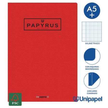 LIBRETAS GRAPA TAPA GOFRADA UNIPAPYRUS13 - A5+ - 48H - MILIMETRADO - 90G - COLORES SURTIDOS