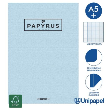 LIBRETAS GRAPA TAPA GOFRADA UNIPAPYRUS13 - A5+ - 48H - MILIMETRADO - 90G - COLORES SURTIDOS