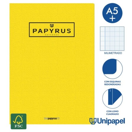 LIBRETAS GRAPA TAPA GOFRADA UNIPAPYRUS13 - A5+ - 48H - MILIMETRADO - 90G - COLORES SURTIDOS